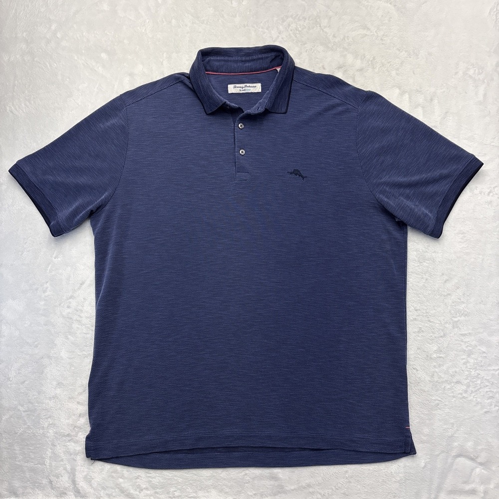 Tommy Bahama IslandZone Polo Mens Large Navy Resort Golf Stretch